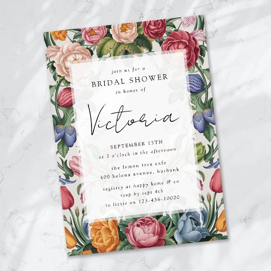 Invitation Rococo Fête des mariées Florale baroque