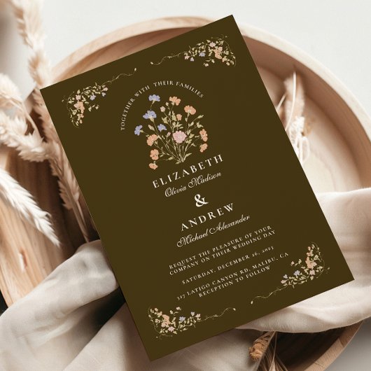 Invitation Rococo Floral Antique Frame Mariage