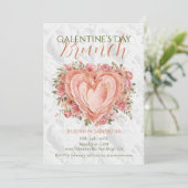 Invitation Rococo Floral Heart Galentine’s Brunch Garden (Debout devant)