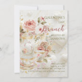 Invitation Rococo Floral Tea Galentine Brunch Soft Pastels (Devant)