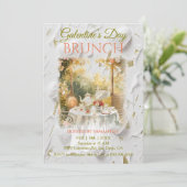 Invitation Rococo Garden Window Galentine Brunch Soft Florals (Debout devant)