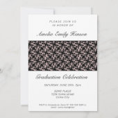 Invitation Rococo Pink Black Graduate Photo Graduate (Dos)