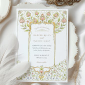 Invitation Rococo Pink Bud Floral Nouveau Mariage