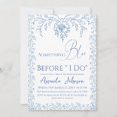 Invitation Rococo Toile de Jouy Fête des mariées Florale bleu (Devant)