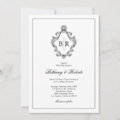 Invitation Rococo Vintage Mariage Monogramme (Devant)