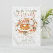 Invitation Rococo Waffle Tea Galentine Brunch Floral Elegance (Debout devant)