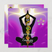 Invitation RODE D'ASCLEPIUS 7 CHAKRAS, YOGA LOTUS POSE rose (Devant / Derrière)