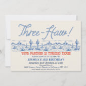 Invitation Rodéo Bleu vintage 3ème anniversaire (Devant)