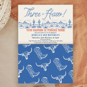 Invitation Rodéo Bleu vintage 3ème anniversaire