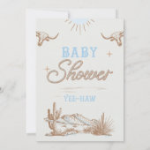 Invitation Rodeo Blue Boys Rodeo Cowboy Baby shower occidenta (Dos)