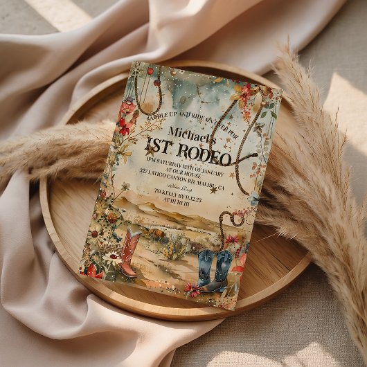 Invitation Rodeo Boots & Cactus 1st Birthday