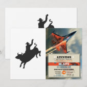 Invitation Rodeo Bull Ride silhouette (Devant / Derrière)