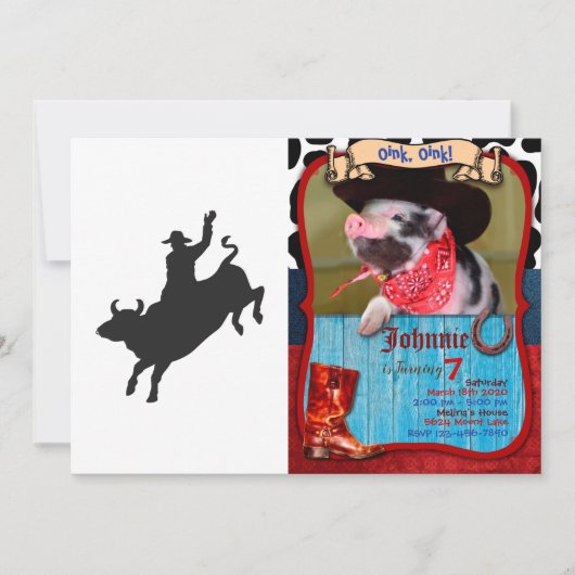 Invitation Rodeo Bull Ride silhouette (Devant)