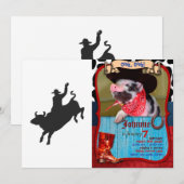 Invitation Rodeo Bull Ride silhouette (Devant / Derrière)