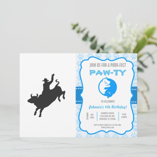 Invitation Rodeo Bull Ride silhouette (Debout devant)