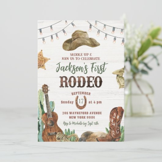 Invitation Rodeo Cowboy Première fête d'anniversaire Invitati (Debout devant)