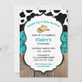 Invitation Rodéo de l'empreinte de bois vert Anniversaire sau (Devant)