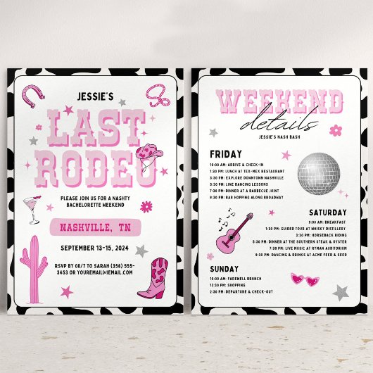 Invitation Rodéo Dernier rose Bachelorette Party Disco Cowgir
