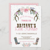 Invitation Rodéo Dernier rose Fête de Bachelorette (Devant / Derrière)