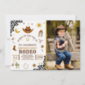 Invitation Rodeo First Birthday, Photo Cowboy Birthday Boy (Devant)