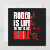 Invitation Rodeo is Life Bull Riding Cowboy Country Cadeau (Devant)