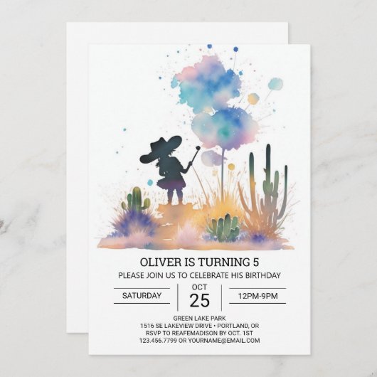 Invitation Rodeo Moderne Cowboy Anniversaire (Devant / Derrière)