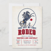 Invitation Rodéo Red Cowboy vintage 2e anniversaire (Devant)