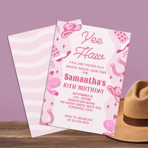Invitation Rodéo Rodéo Cowgirl rose Anniversaire