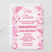 Invitation Rodéo Rodéo Cowgirl rose Anniversaire (Devant)