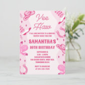 Invitation Rodéo Rodéo Cowgirl rose Anniversaire (Debout devant)