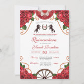 Invitation Rodéo Rose rouge Ouest Charro Quinceanera (Devant)
