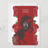 Invitation Rodéo Rose rouge Ouest Charro Quinceanera (Dos)