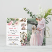 Invitation Rodéo rose Western Cowboy Baby shower (Debout devant)