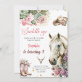 Invitation Rodéo rose Western Cowboy fête d'anniversaire (Devant)