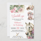Invitation Rodéo rose Western Cowboy fête d'anniversaire (Devant)