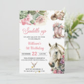 Invitation Rodéo rose Western Cowboy fête d'anniversaire (Debout devant)