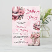 Invitation Rodéo rose Western Cowgirl fête d'anniversaire (Debout devant)