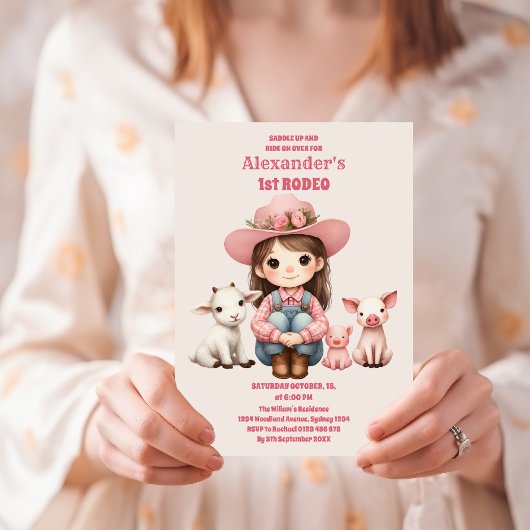 Invitation Rodéo rustique cow western vache 1er anniversaire