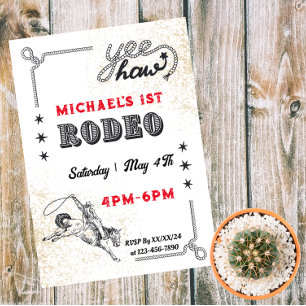 Invitation Rodeo Western Riding Cowboy Anniversaire