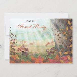 Invitation Roe Deer Forest Sunlight Party Personnalisable