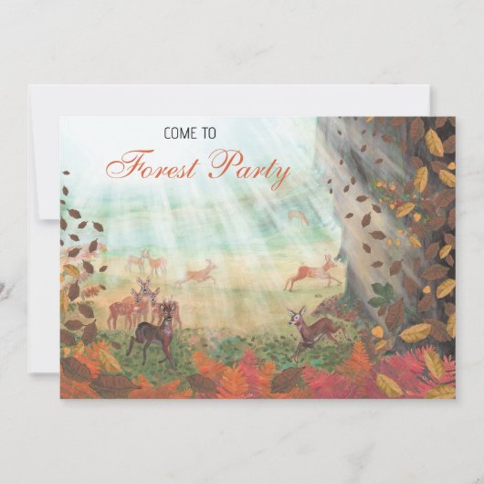 Invitation Roe Deer Forest Sunlight Party Personnalisable (Devant)