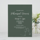 Invitation ROE Dusky Green & White Dîner simple de répétition (Debout devant)
