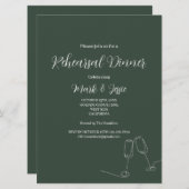 Invitation ROE Dusky Green & White Dîner simple de répétition (Devant / Derrière)