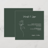 Invitation ROE Dusky Green & White Simple Mariage (Devant / Derrière)
