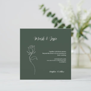 Invitation ROE Dusky Green & White Simple Mariage