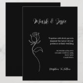 Invitation ROE Mariage simple noir et blanc (Devant / Derrière)