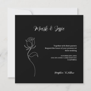 Invitation ROE Mariage simple noir et blanc