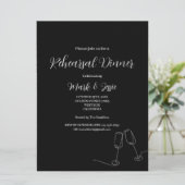 Invitation ROE Noir & Blanc Dîner simple de répétition Mariag (Debout devant)