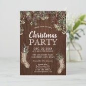 Invitation ROGNES FROSTY | Rustic Wood White Christmas Party (Debout devant)