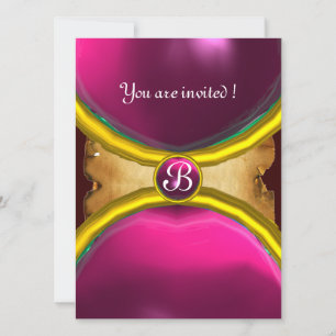 Invitation ROGNES MAGIQUES, Gem parchemin MONOGRAM rose